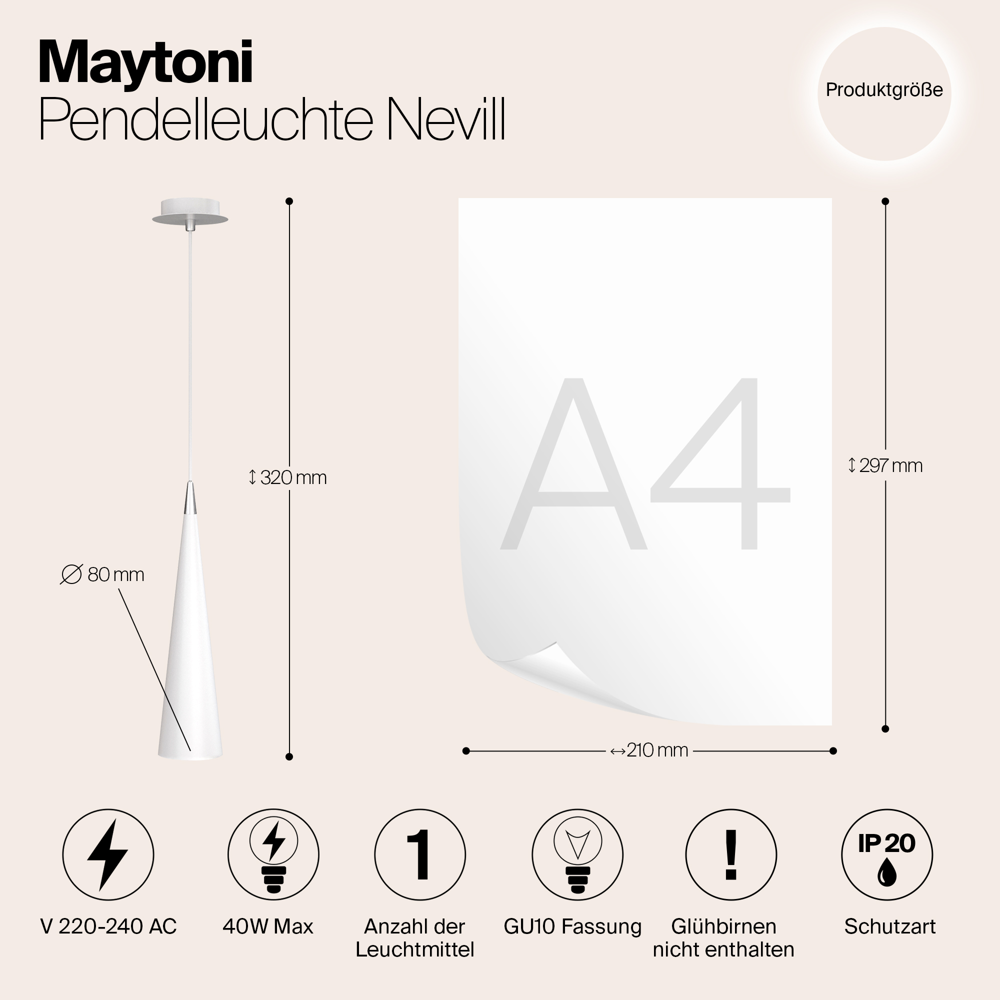 картинка Подвесной светильник Maytoni Nevill P318-PL-01-W от магазина pro-decor.kz