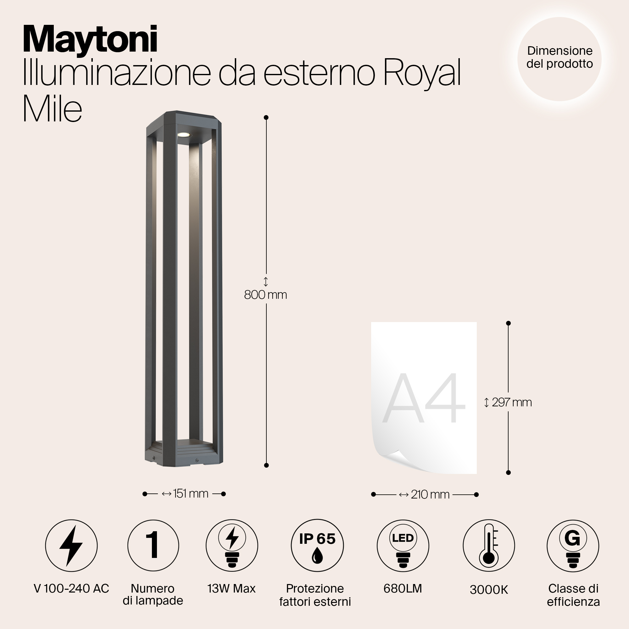 картинка Ландшафтный светодиодный светильник Maytoni Royal Mile O019FL-L12GR3K от магазина pro-decor.kz