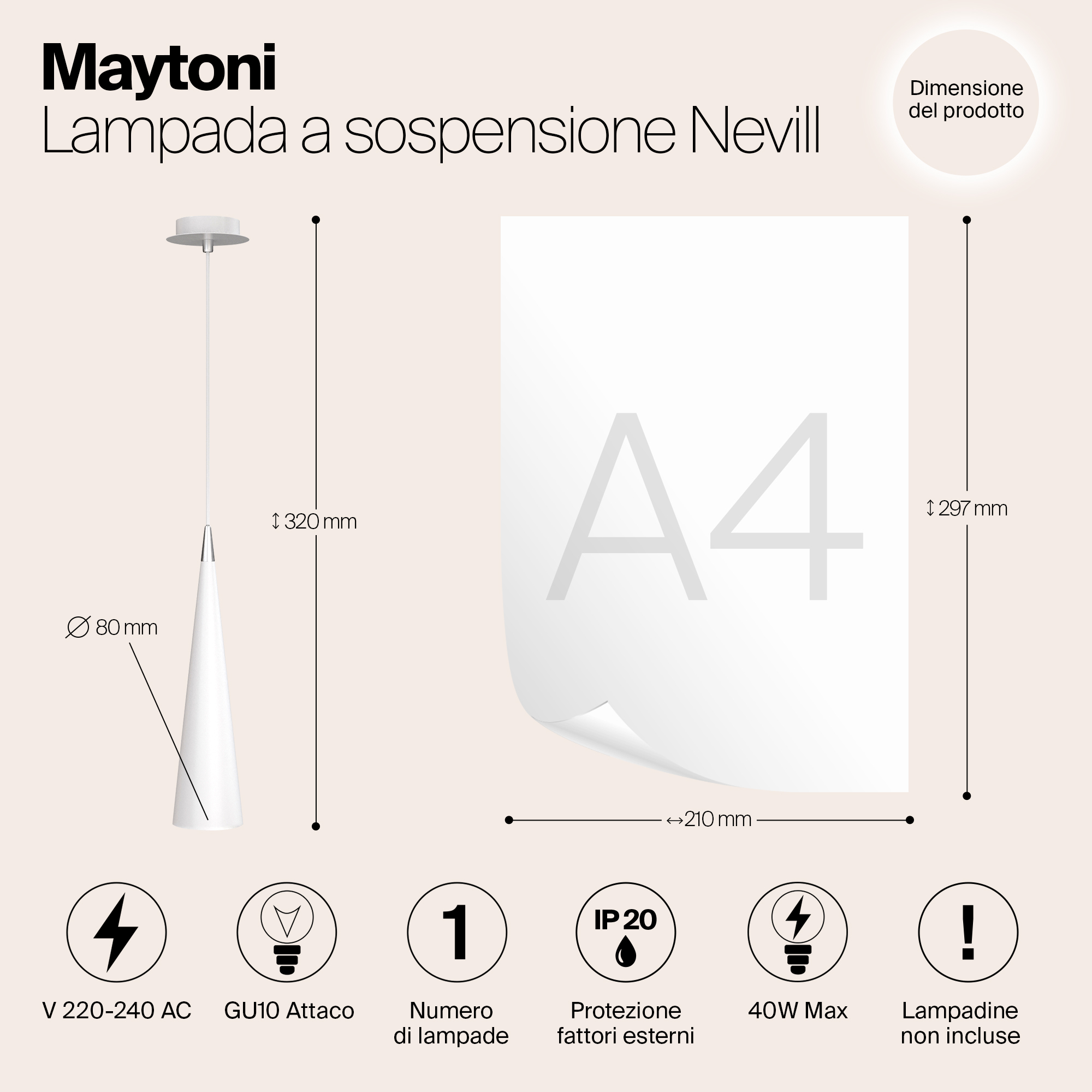 картинка Подвесной светильник Maytoni Nevill P318-PL-01-W от магазина pro-decor.kz